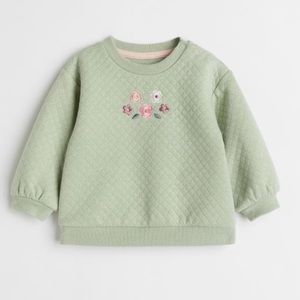 HM green quilt flower sweatshirt 18mo